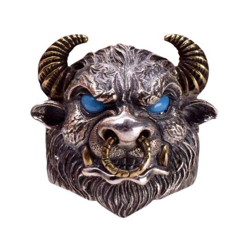 Классическое мужское кольцо с головой быка, властное, трендовое магическое кольцо
