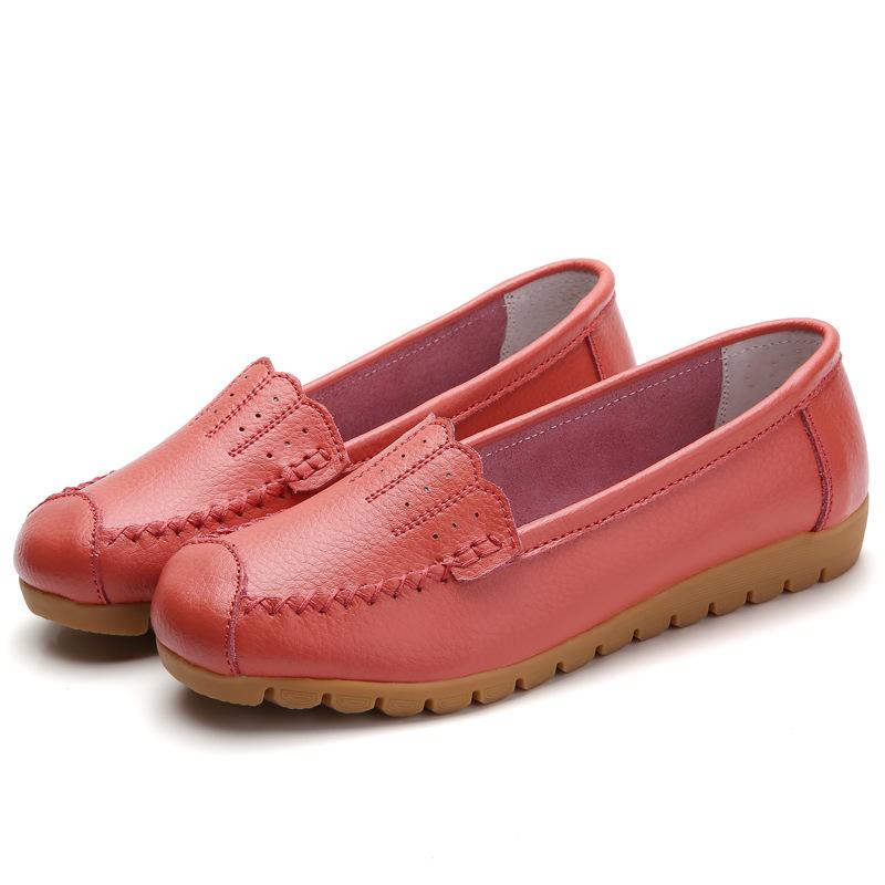 Женские туфли на плоской подошве, летние женские туфли из натуральной кожи на низком каблуке, повседневные туфли на плоской подошве, женские мокасины, мягкие балетки для медсестер 253