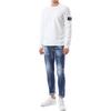 STONE ISLAND Свободный крой, круглый вырез, нашивка, длинный рукав, свитер-футболка, мужской топ, белый 8015502B0-V0001