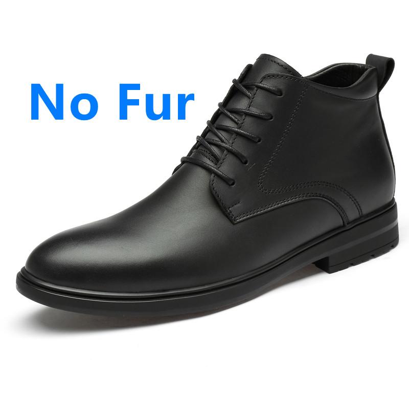 Genuine Leather Mens Boots Casual Business Oxford Shoes Male Adult Fall Winter Fashion Warm Outdoor Snow Shoes Dress Basic Boots