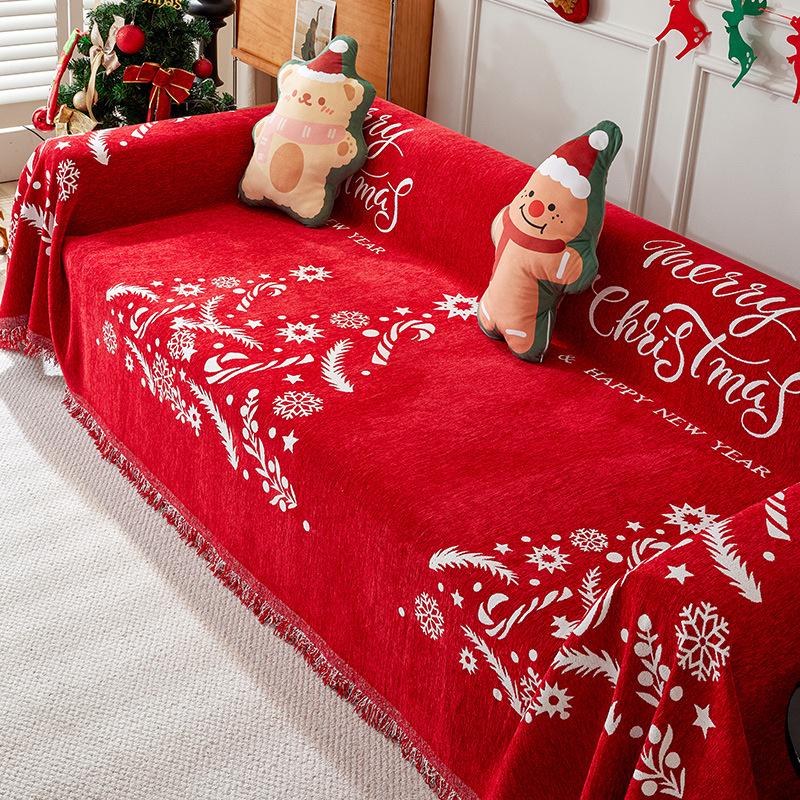 Рождественское праздничное полотенце для дивана из синели, нескользящий утолщенный чехол для дивана, универсальный чехол для свадьбы, новоселья, тканевое одеяло