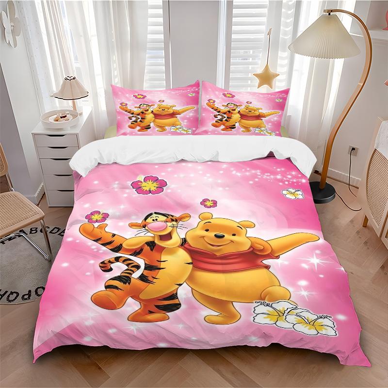 Piglet Tigger Pink Print 3Pcs Bedding Setduvet Cover With 2 Bedropillowcase Home Birthday Gift