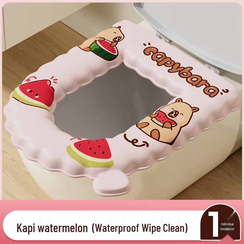 Водонепроницаемая подушка для сиденья унитаза на все сезоны с крышкой и чехлом с утолщенным узором