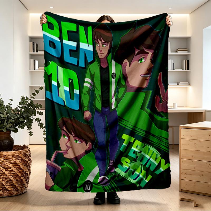 Ben 10 Cartoon Print Blanket - Soft & Comfortable, for Bedroom, Travel, Sofa, Home Decoration - Birthday Christmas Gift for Friend