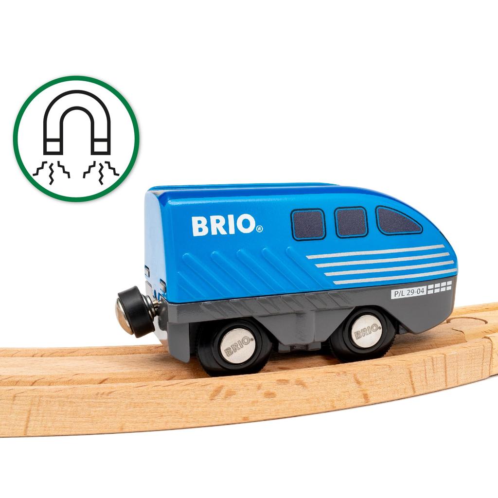 BRIO Инерционный поезд 36019 для детей от 3 лет (Игрушечный поезд, деревянные рельсы, поезд динозавров)