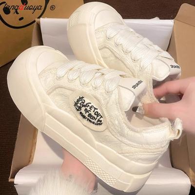 Модные женские кроссовки на толстой платформе 2024 года, модные универсальные удобные теннисные туфли, женская повседневная спортивная обувь, вулканизированные туфли на шнуровке