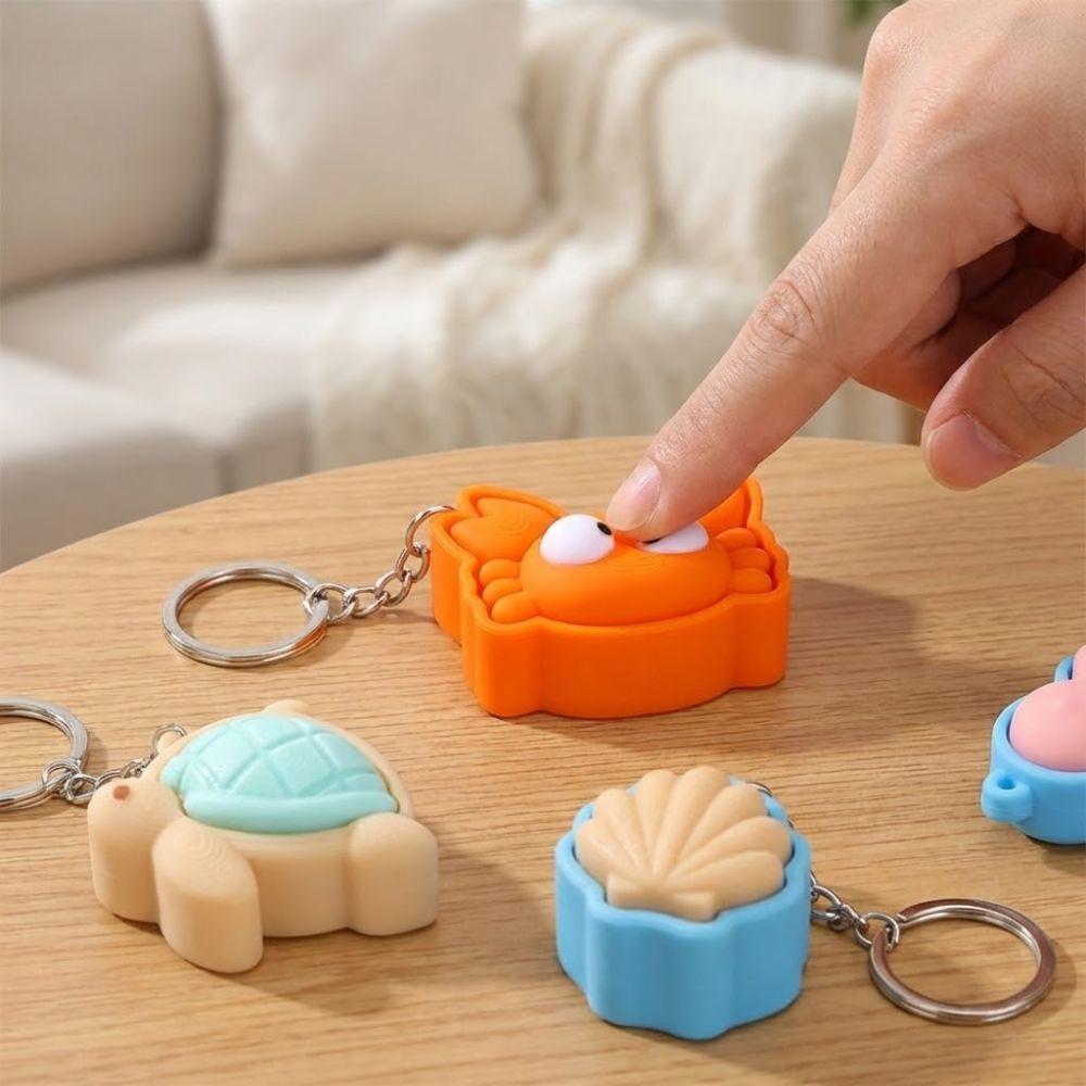 Mini Turtle Clicker Keychain Cute Animal Fidget Sensory Toy Button Clicker Keyring Venting Toys