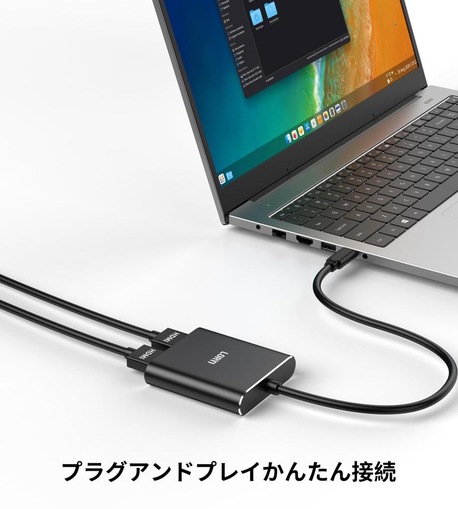 Адаптер-конвертер USB C в HDMI Расширение HDMI 2в1 Двойной HDMI-разветвитель HDMI-адаптер с расширенным режимом Режим дублирования Работа из дома 4K@60Гц