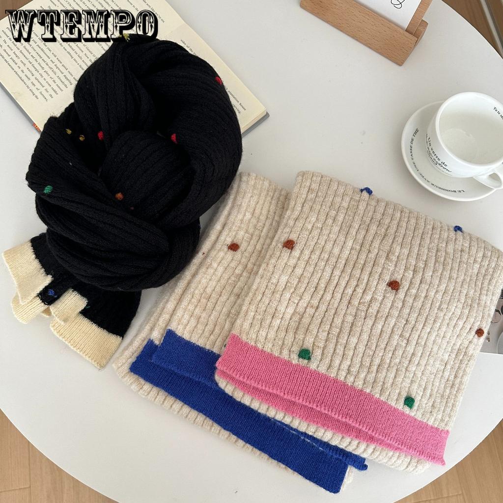 Solid Color Knitted Scarf for Women Winter Soft Student Couple Knitted Scarf