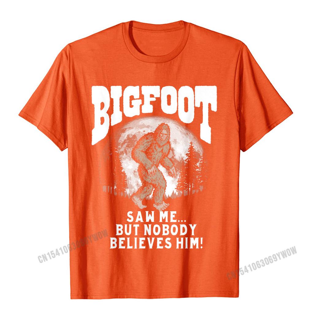 Bigfoot Saw Me But Nobody Believes Funny Sasquatch Moon TShirt Camisas Unisex Cool Tops  Tees Cotton Unisex Top TShirts Oversized