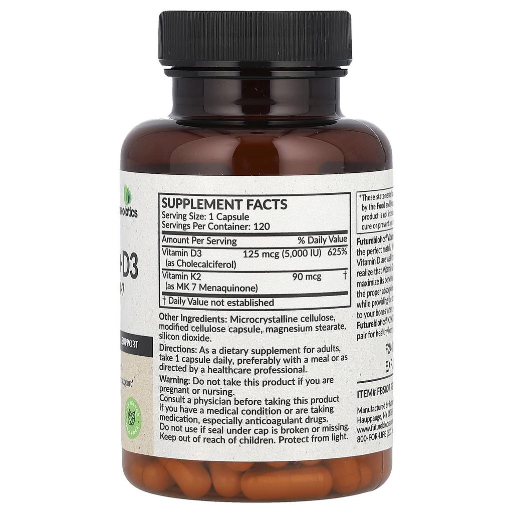 Vitamin K2 + D3, Contains Vitamin K2 In Mk-7 Form, 120 Capsules