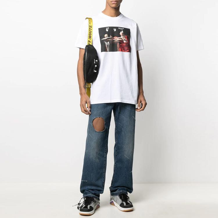 Off-White Белая футболка Caravaggio Slim Tee OMAA027R21JER0040125