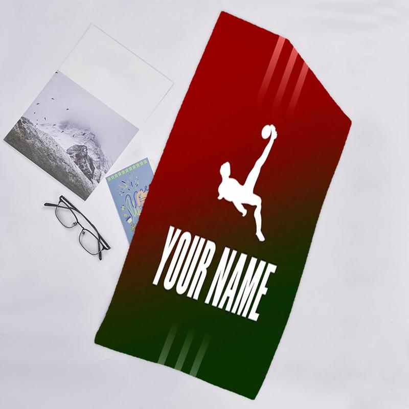 1pc Number 7 Soccer Beach Towel with Custom Name, Beach and Seaside Swimming Pool Equipment, Fashion Pattern, Rectangular, Travel Essential