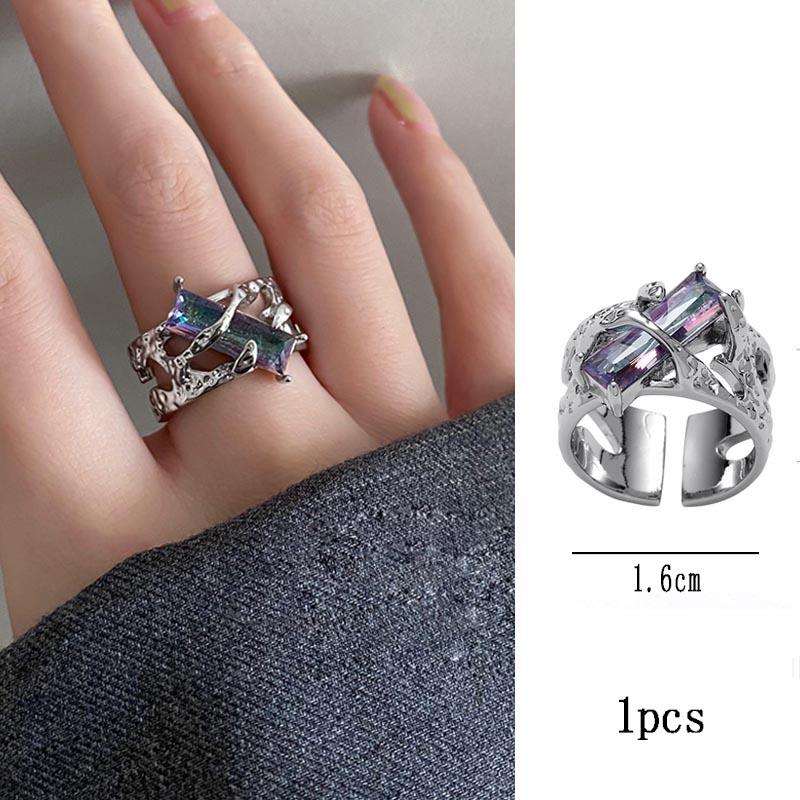 Регулируемое отверстие неправильной формы красные кристаллы сердце кольца для женщин кольцо для вечеринки креативные ювелирные изделия подарки