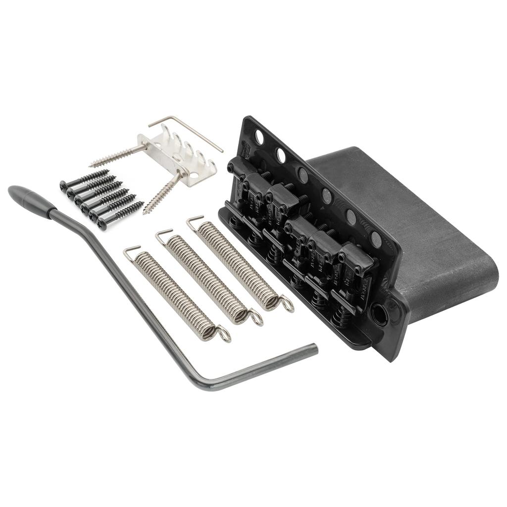 Wilkinson WVC-SB 6-Point Tremolo Bridge Unit with Vintage Steel Saddles and Full Steel Block for USA Vintage StratJapanese Strat Guitars, Black