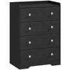 4 Drawer Chest of Drawers, Modern Dresser for Bedroom, Storage Cabinet for Living Room Entryway, Black Wood Effect