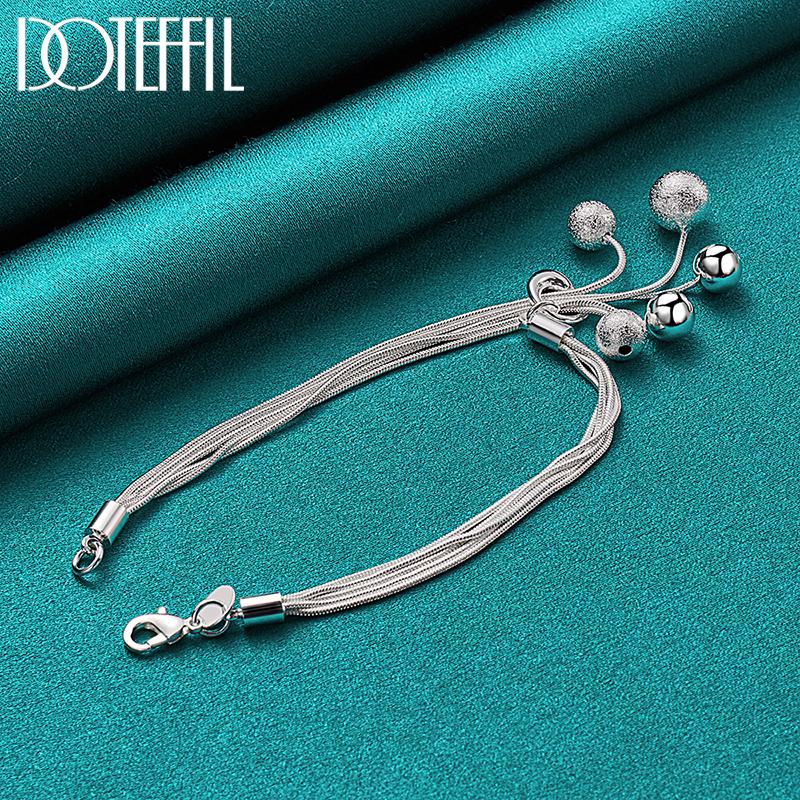 925 Sterling Silver Snake Chain Bead Bracelet