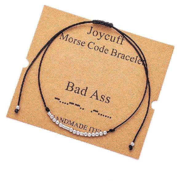 Вдохновляющие браслеты азбукой Морзе Мотивационное ободрение Памятные Уникальные подарки Шнурок Нержавеющая сталь Дружба Регулируемые Серебряные браслеты для
