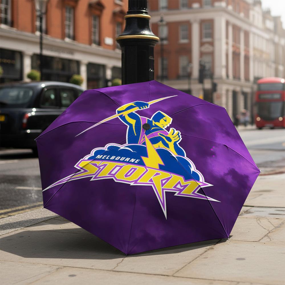 1 шт. Автоматический складной зонт - Узор Melbourne Storm, Портативный и складной дизайн с 8 спицами, Рождественские и Дни рождения Подарки