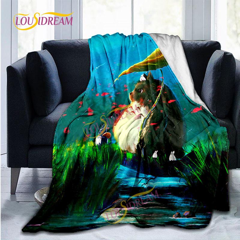Одеяло с рисунком Тоторо для дома, мультиразмерное одеяло для домашнего офиса, детское ворсовое одеяло, теплое одеяло, походный коврик для пикника.