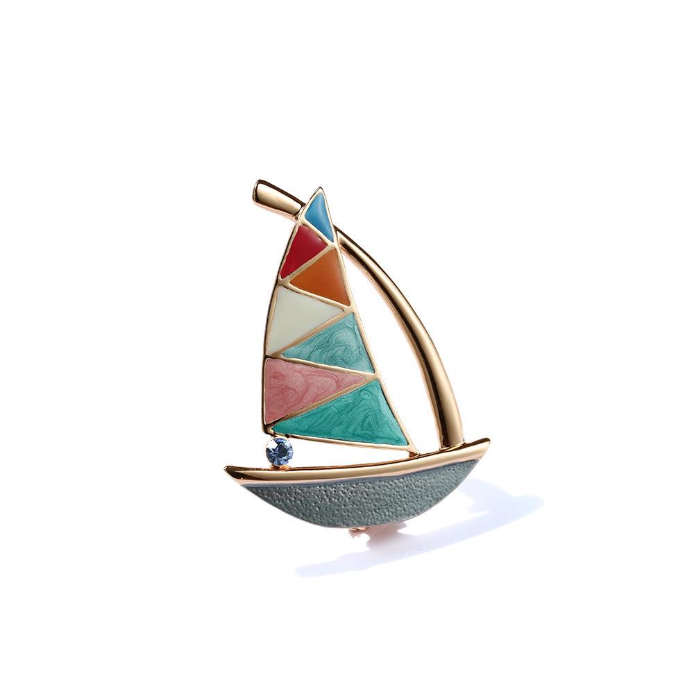 Versatile Sailboat Brooch: Anti-Exposure Drip Oil Badge Pin for Women’s Summer Collar
