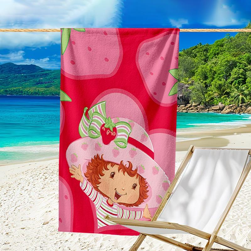 1pc Strawberry Princess6 Beach Towel, Beach and Seaside Swimming Pool Equipment, Fashion Pattern, Rectangular, Travel Essentials