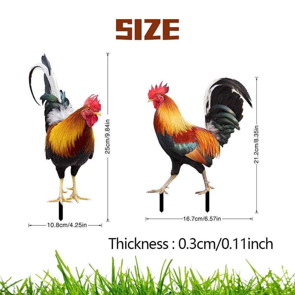 2× Петух Статуя Курицы Для Сада На Открытом Воздухе Двор Украшение Художественная Фигура Скульптура