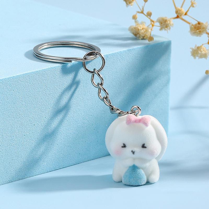 Kawaii флокированный смоляной кролик брелок мультфильм кролик телефон кулон чехол для наушников брелок рюкзак сумка декоративный автомобильный брелок