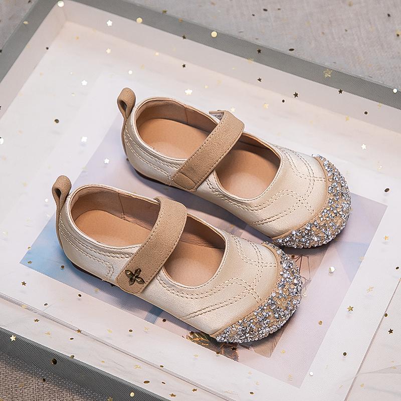 Туфли принцессы для девочек, детские хрустальные туфли со стразами, модные туфли для выступлений для маленьких детей, балетки, весна-осень 2024, новинка