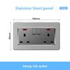 Universal Wall Light Switch Brushed Stainless Steel Panel,UK Type-c 18W Quick Charging Socket 220V Double USB Electrical Outlet