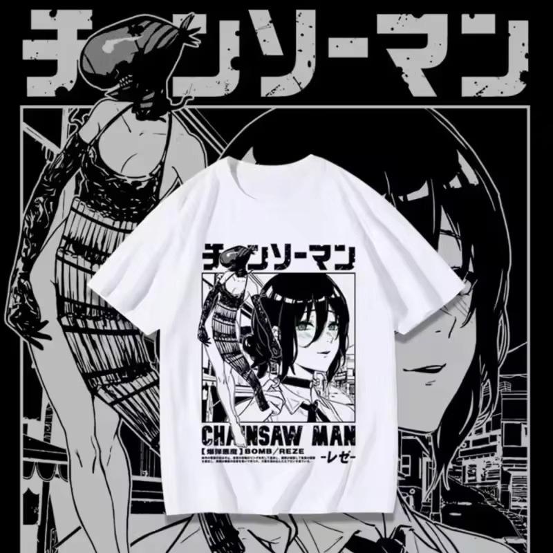 Новая футболка с графическим принтом манги Chainsaw Man Мужская и Женская Футболка Мужской Топ Спортивная Футболка Мужская Футболка Харадзюку Y2K Футболка
