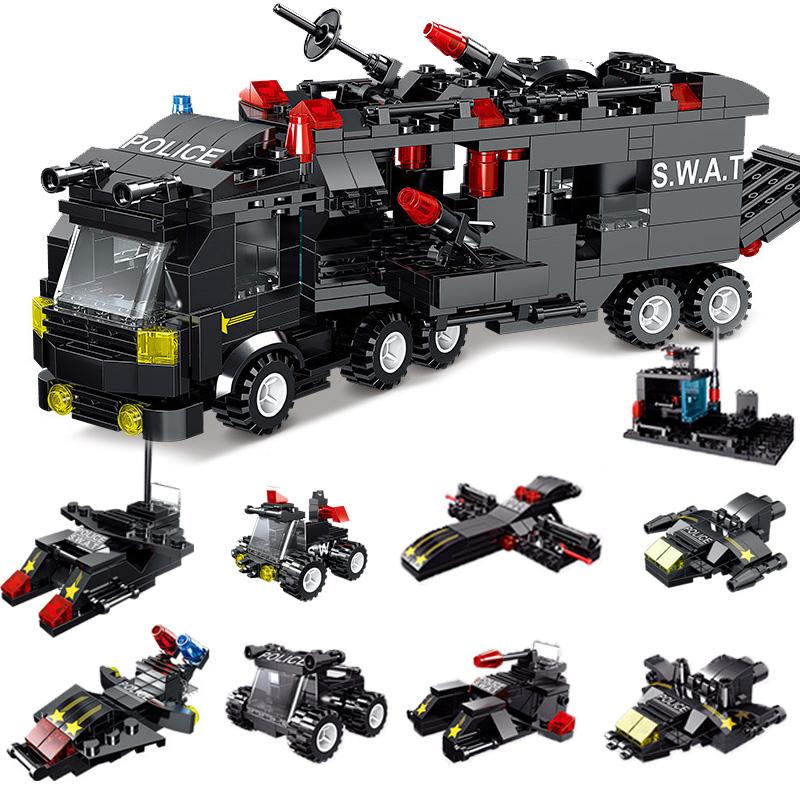 1560pcs City Police Station Building Blocks Bricks City SWAT Team Truck Blocks Educational Toy for Boys Children