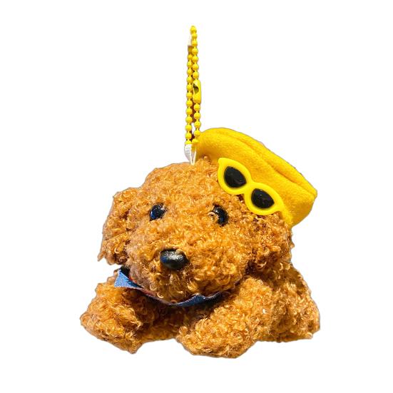 Doll Pendant Multiple Dog Breeds Soft Texture Plush Keychain with Hat Sunglasses Denim Portable Hanging