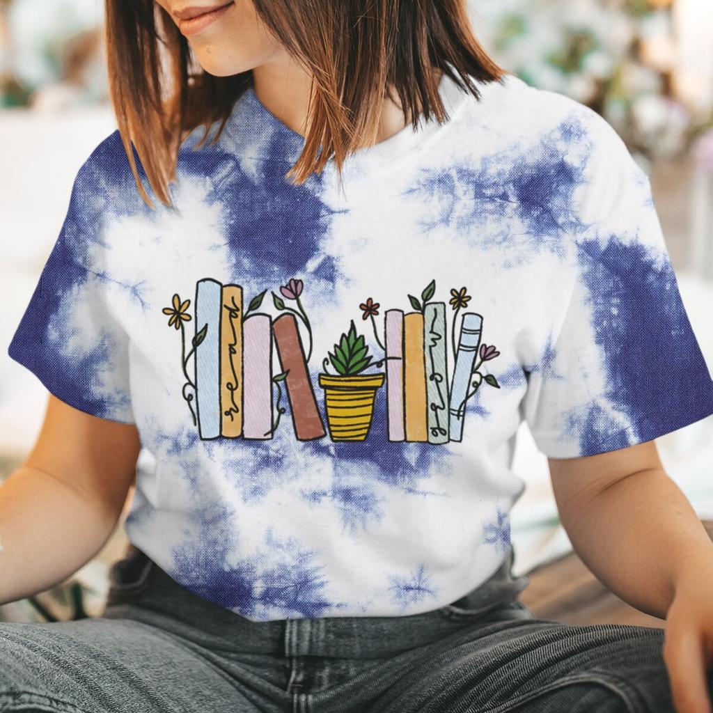 Женская одежда WGTD Мода Леди Топы с принтом с коротким рукавом Футболки с круглым вырезом Женская летняя футболка Графическая футболка