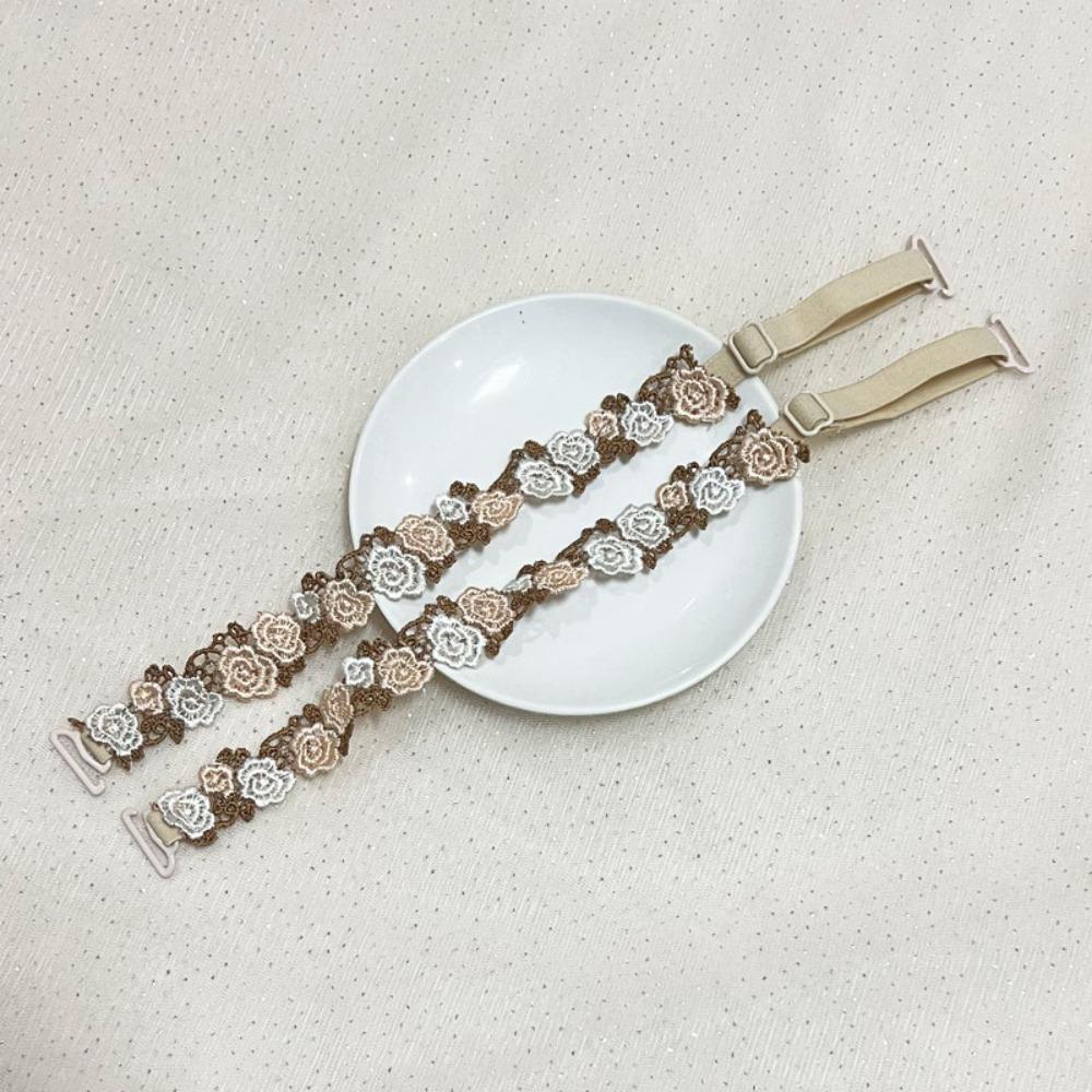 Adjustable Floral Bra Straps with Lace Trim Flower Lingerie Strap Fashion Underwear Strap  Women