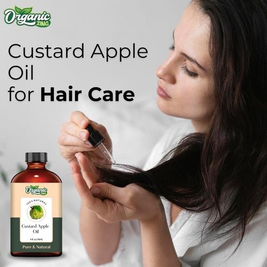 Organic Zing Custard Apple (Annona Reticulata) Oil | Pure & Natural Carrier Oil for Skincare, Hair Care & Massage - 118ml/3.99fl oz