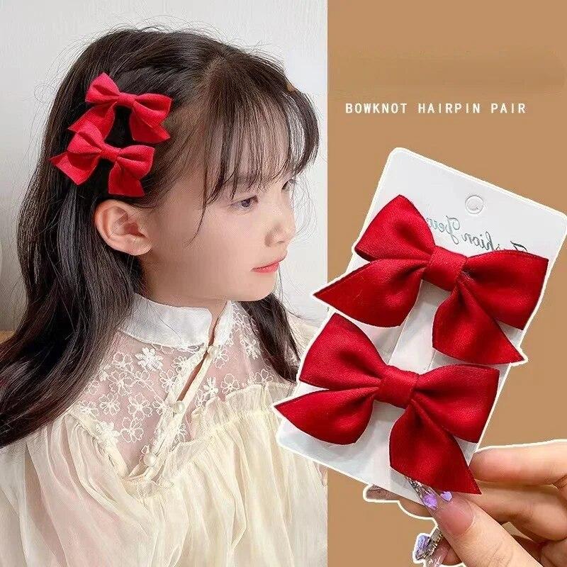 2pcs Korean Kids Bow Hair Clips Cute Girls Princess Braid Hair Headwear Girls Children Hair Accessories