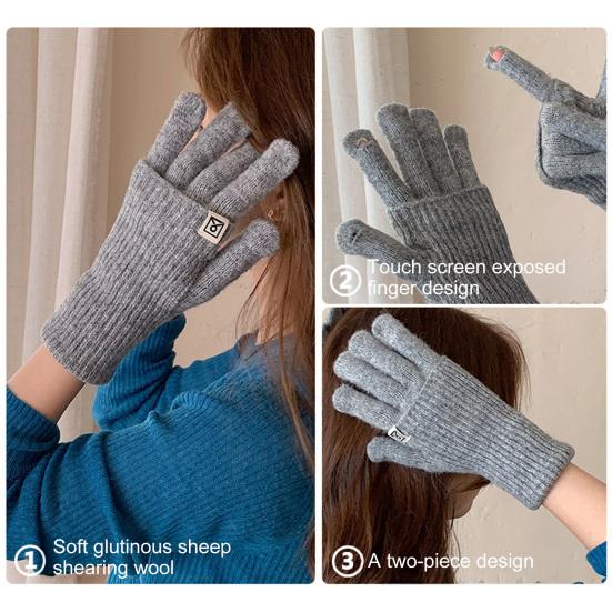 Женские трансформируемые зимние перчатки Теплые перчатки с сенсорным экраном 2-в-1 Вязаные эластичные перчатки для набора текста для ежедневных прогулок, вождения