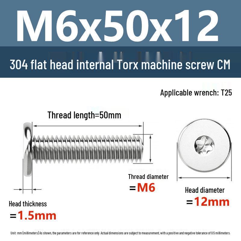 Yigu Винт Torx из нержавеющей стали 304 с тонкой плоской головкой M2-M8 для компьютерной техники