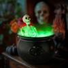 Skeleton Potion Witch Cauldron DIY Magic Floating Potion Bottle with LED Mist Maker And Diffuser Spooky Black Bowl Halloween Decoration for