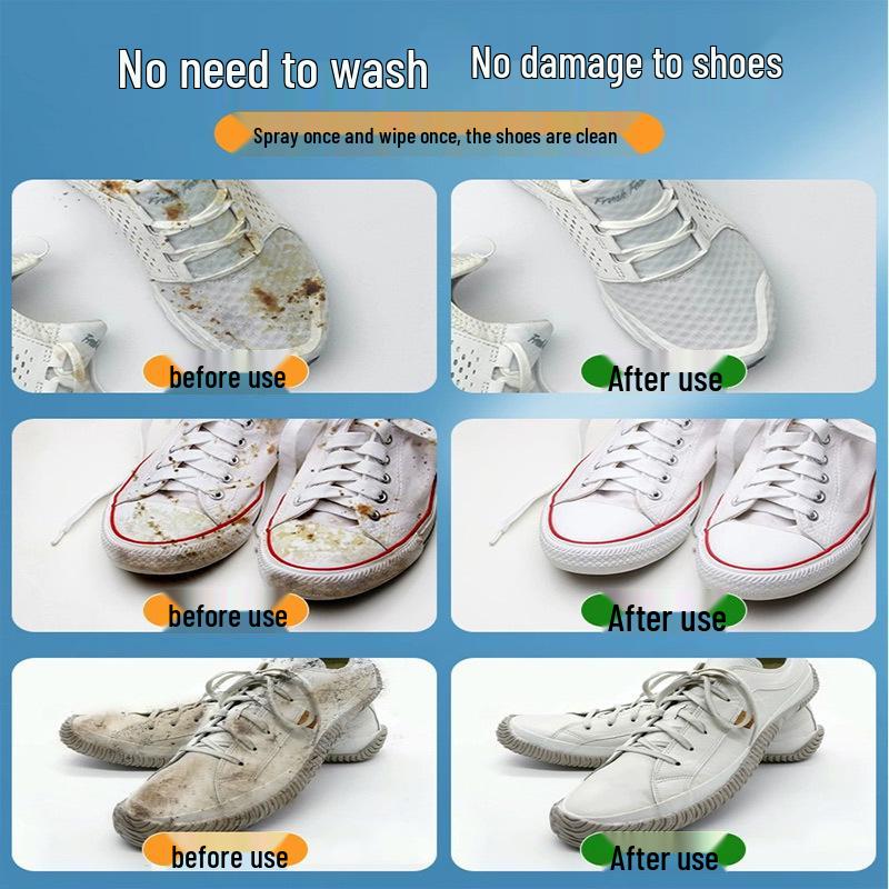 White Shoe Cleaner: No-Wash Stain & Yellowing Removal Whitening Foam for Mesh & Sports Sneakers