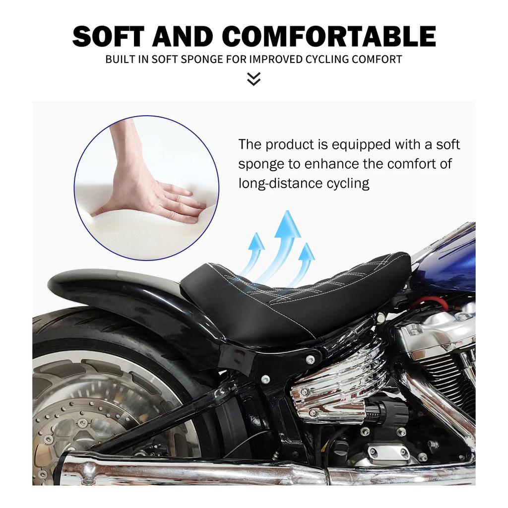 Motorcycle Driver Solo Seat Low Profile Pillion Cushion Seat For Harley Softail Breakout FatBoy Street Bob Standard Deluxe 18-Up