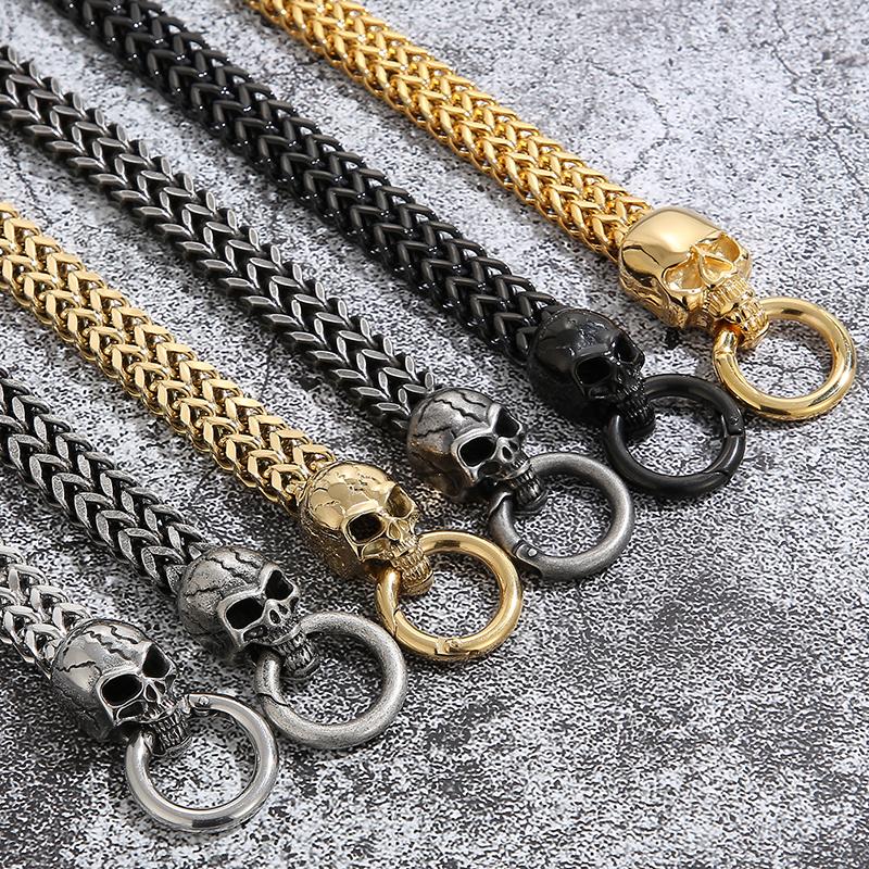 Готический браслет с черепом, мужской браслет в стиле панк-рок, мужские байкерские браслеты, позолоченные ювелирные аксессуары из нержавеющей стали