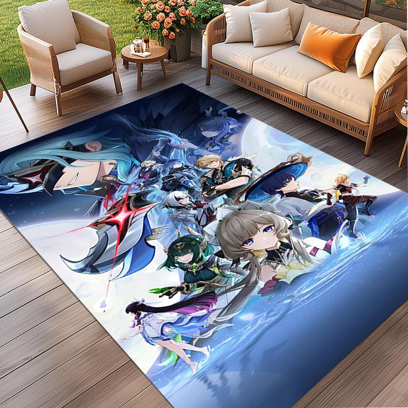 Genshin Impact Print Rug, Washable Floor Carpet, For Entryway Dorm Laundry Room Office Study, Home Decor Birthday Christmas Gift