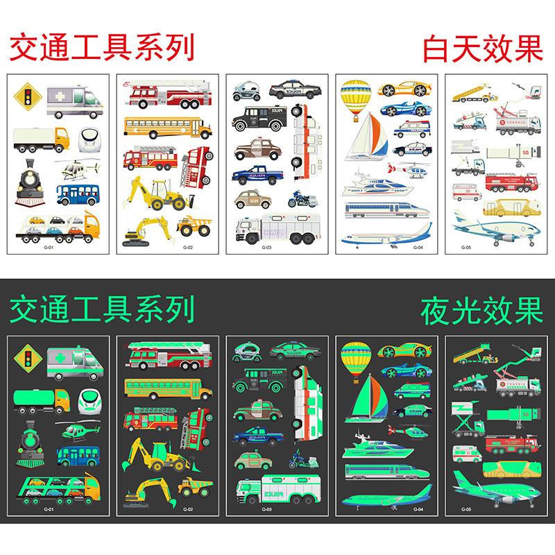 5/10Sheets Luminous Tattoo Anime Stickers Toy Children Body Art Temporary Fake Tattoos Waterproof Cartoon Unicorn Animal Mermaid