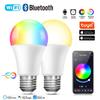 Tuya Wifi Bluetooth Умная лампочка Светодиодная лампочка E27 RGB Светодиодная умная лампа 110В 220В Умные лампы для Alexa Google Приложение Ассистент Свет