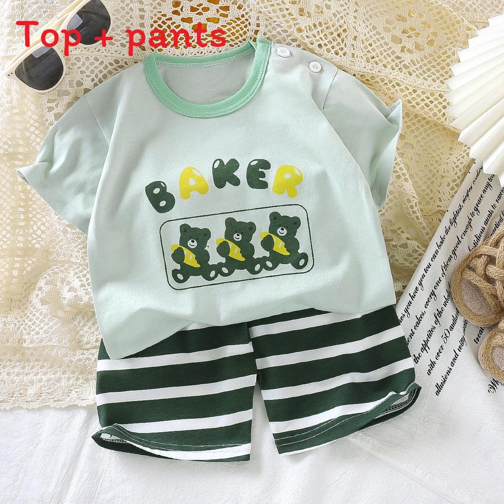 Childrens Summer Cartoon Hoodie And Shorts Set With Soft Cotton For Kids