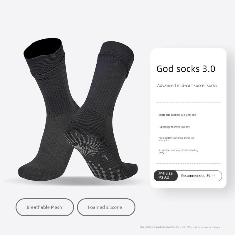 Li Zhi Zao Mid-Calf Socks for Men, Competition and Training Football Socks, Breathable, Wear-Resistant, Non-Slip Silicone Sole, Outdoor Running