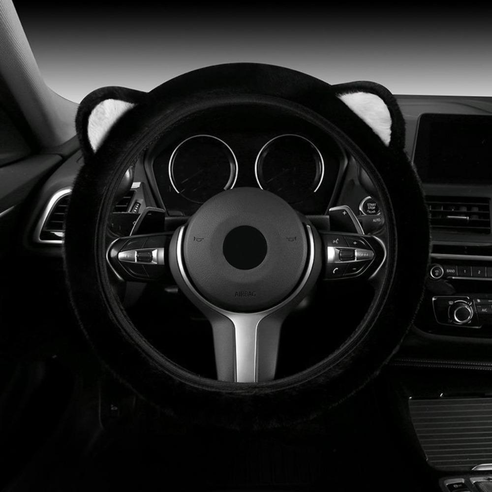 Soft Steering Wheel Cover Cute Cat Ears Steering Wheel Cover Plush Steering Cover for Car Steering