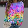 New Colorful T Shirts For Women Fashion Oversize Casual Street Long Sleeve Tops O Neck Pullovers Florals 3D Women Tshirt Clothes